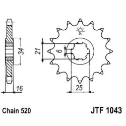 Piñon JT 1043 de acero con 14 dientes