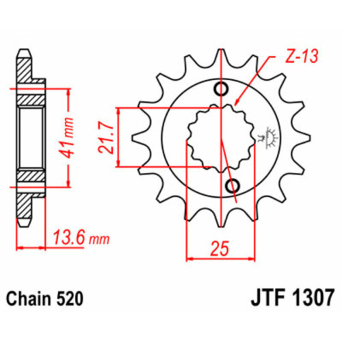 Piñón JT SPROCKETS acero estándar 1307 - Paso 520