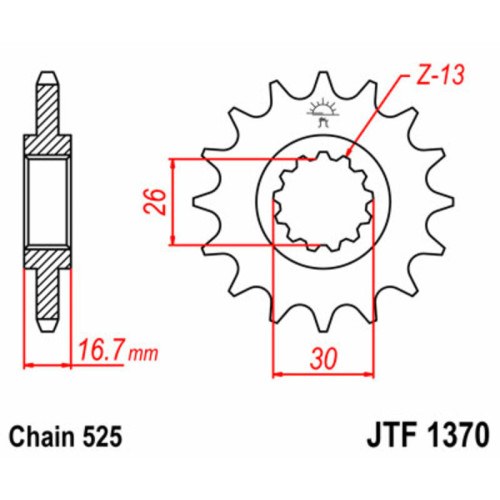 Piñón JT SPROCKETS acero estándar 1370 - Paso 525
