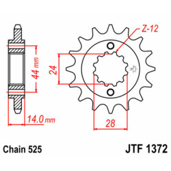 Piñón JT SPROCKETS acero estándar 1372 - Paso 525 2