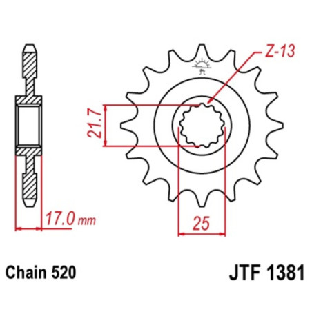 Piñón JT SPROCKETS acero estándar 1381 - Paso 520