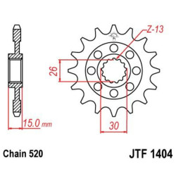 Piñón JT SPROCKETS acero estándar 1404 - Paso 520 2