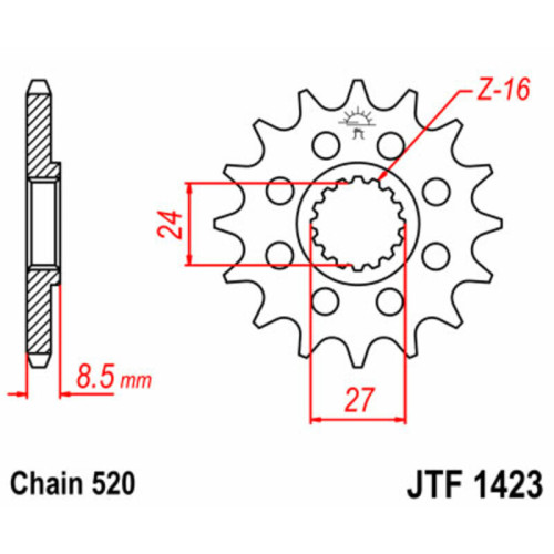 Piñón JT SPROCKETS acero estándar 1423 - Paso 520