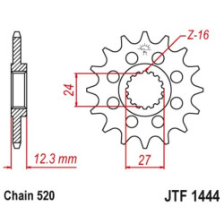 Piñón JT 1444 de acero con 17 dientes