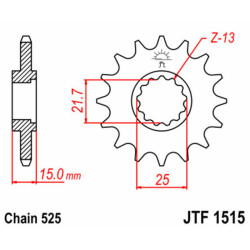 Piñon JT 1515 de acero con 15 dientes 2