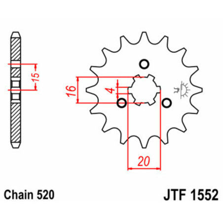 Piñón JT SPROCKETS acero estándar 1552 - Paso 520