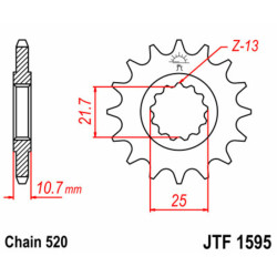 Piñón JT SPROCKETS acero estándar 1595 - Paso 520 2