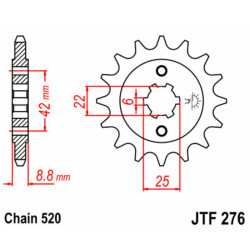 Piñón JT SPROCKETS acero estándar 276 - Paso 520 2