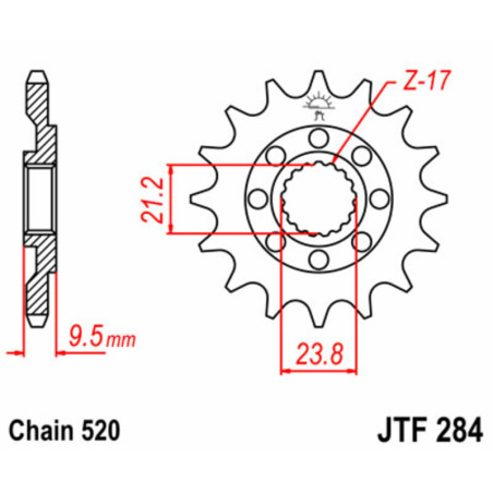 Piñón JT SPROCKETS acero estándar 284 - Paso 520