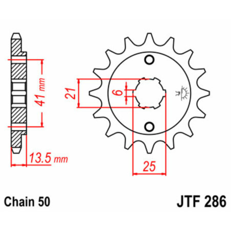 Piñón JT SPROCKETS acero estándar 286 - Paso 520