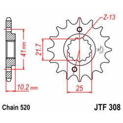 Piñón JT SPROCKETS acero estándar 308 - Paso 520 2