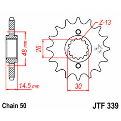 Piñón JT 339 de acero con 15 dientes 2