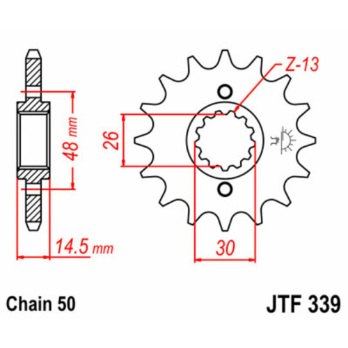 Piñón JT SPROCKETS acero estándar 339 - Paso 530