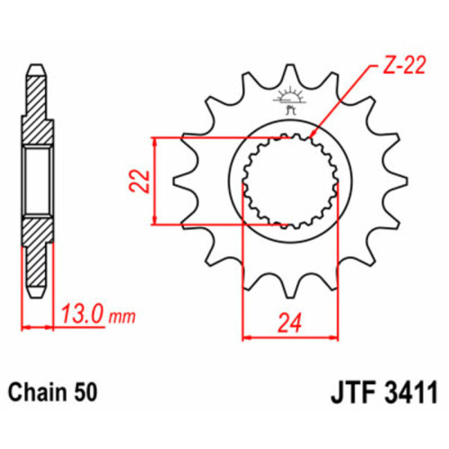 Piñón JT SPROCKETS acero estándar 3411 - Paso 530