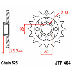 Piñón JT SPROCKETS acero estándar 404 - Paso 525 2