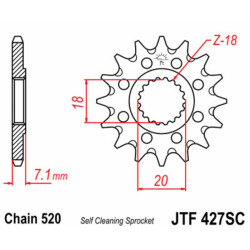 Piñón JT SPROCKETS acero autolimpiable 427 - Paso 520 2