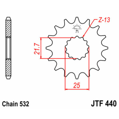 Piñón JT SPROCKETS acero estándar 440 - Paso 532