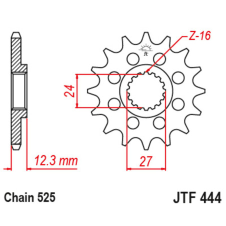 Piñón JT 444 de acero con 17 dientes