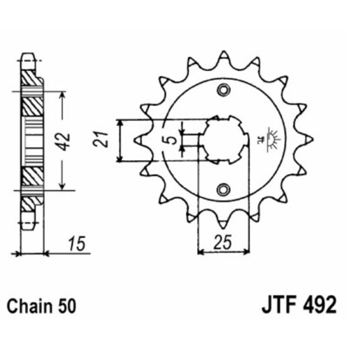 Piñón JT SPROCKETS acero estándar 492 - Paso 530