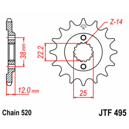 Piñón JT SPROCKETS acero estándar 495 - Paso 520