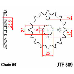 Piñón JT SPROCKETS acero estándar 509 - Paso 520 2