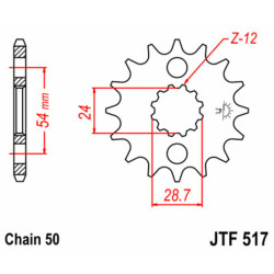 Piñón JT SPROCKETS acero estándar 517 - Paso 630 2