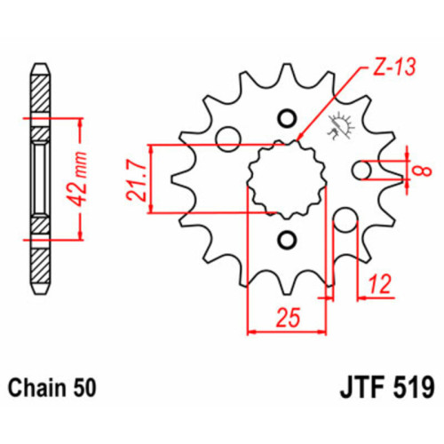 Piñón JT SPROCKETS acero estándar 519 - Paso 525
