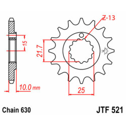 Piñón JT SPROCKETS acero estándar 521 - Paso 630 2