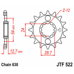 Piñón JT SPROCKETS acero estándar 522 - Paso 630 2