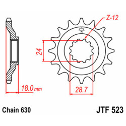 Piñón JT SPROCKETS acero estándar 523 - Paso 630 2