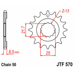 Piñon JT 570 de acero con 16 dientes 2