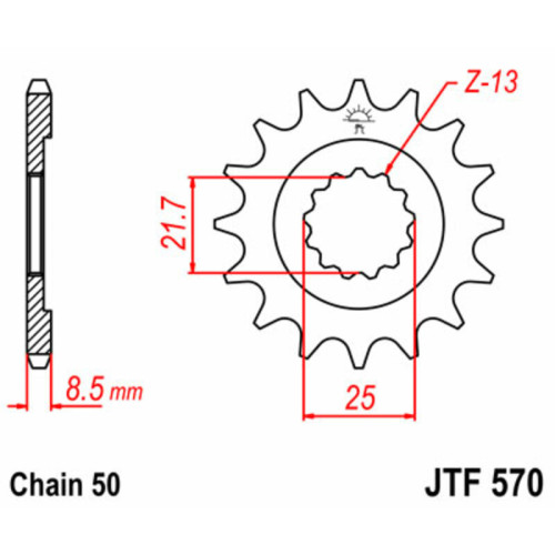 Piñon JT 570 de acero con 16 dientes