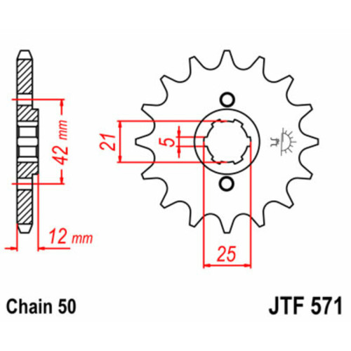Piñón JT SPROCKETS acero estándar 571 - Paso 530
