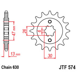 Piñón JT SPROCKETS acero estándar 574 - Paso 630 2