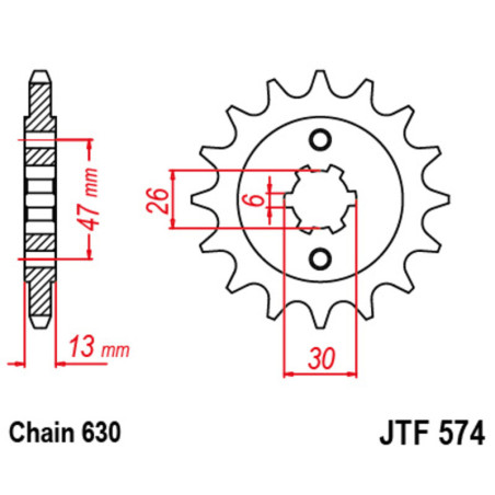Piñón JT SPROCKETS acero estándar 574 - Paso 630