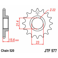 Piñón JT SPROCKETS acero estándar 577 - Paso 520 2