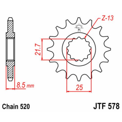 Piñon JT 578 de acero con 15 dientes
