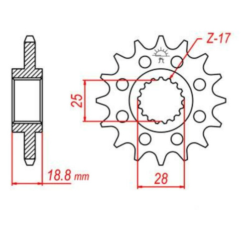Piñón JT SPROCKETS acero estándar 704 - Paso 525
