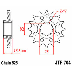 Piñón JT SPROCKETS acero estándar 704 - Paso 525 2