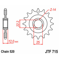 Piñón JT SPROCKETS acero estándar 715 - Paso 520 2