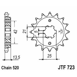Piñón JT SPROCKETS acero estándar 723 - Paso 520 2