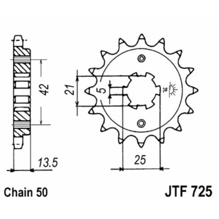 Piñón JT SPROCKETS acero estándar 725 - Paso 530