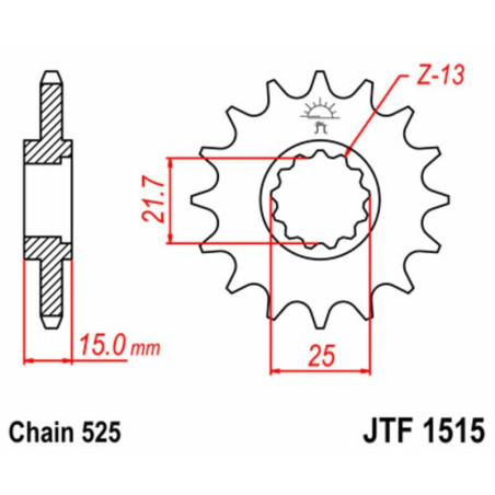 Kit cadena JT 525X1R (15-40-108)