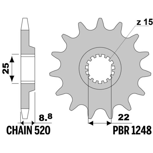 Piñón PBR acero estándar 1248 - 520