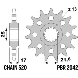 Piñón PBR acero estándar 2042 - 520