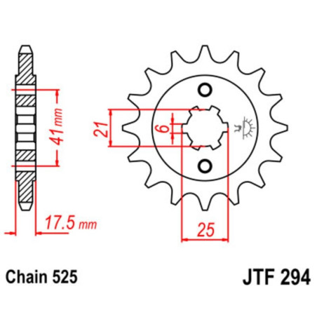 Kit cadena JT 525X1R (15-36-106)