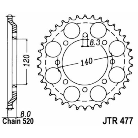 Kit cadena JT 520X1R (15-43-104)