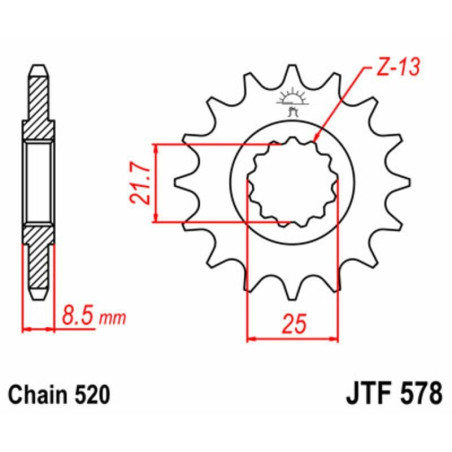 Kit cadena JT 520X1R (15-43-104) Conversion 520