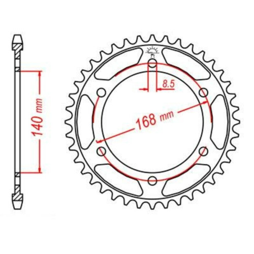 Kit cadena JT 525X1R (20-47-120) Pernos 10,5 mm