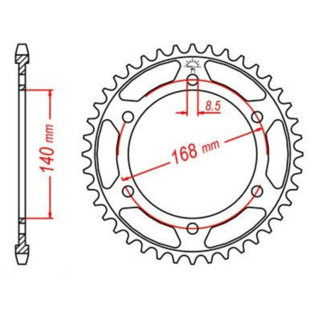 Kit cadena JT 525X1R (20-47-120) Pernos 10,5 mm